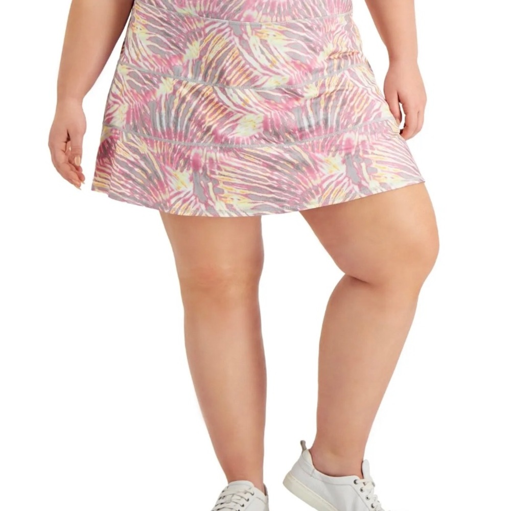 Ideology Plus Size Tropical Print Tiered Skirt -Tropic Fusion 2X